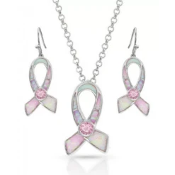 Montana Silversmiths Pink Opal Ribbon Jewelry Set